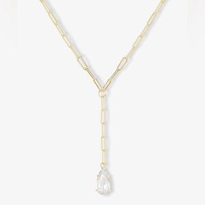MELINDA MARIA 💜💜
Baby Samantha Teardrop Lariat Necklace
Gold White Diamondettes
